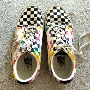 Vans Rainbow Checkered Shoes. Size 8.5 women’s.